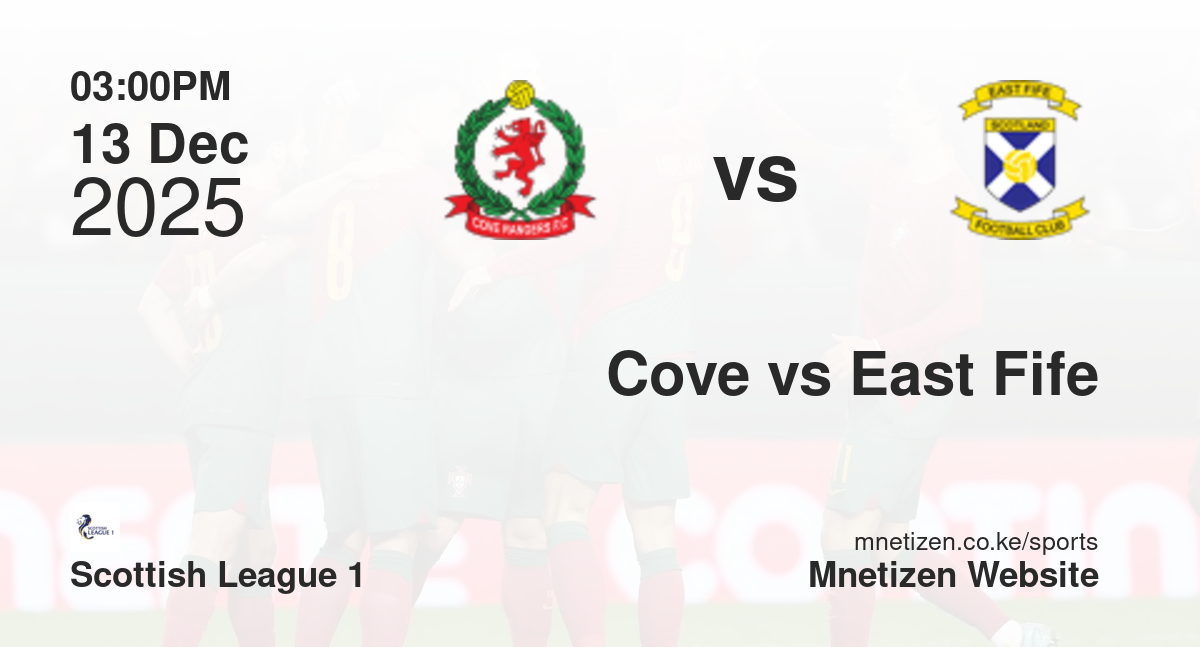 Cove Rangers vs East Fife | 13 Dec 2025 Match