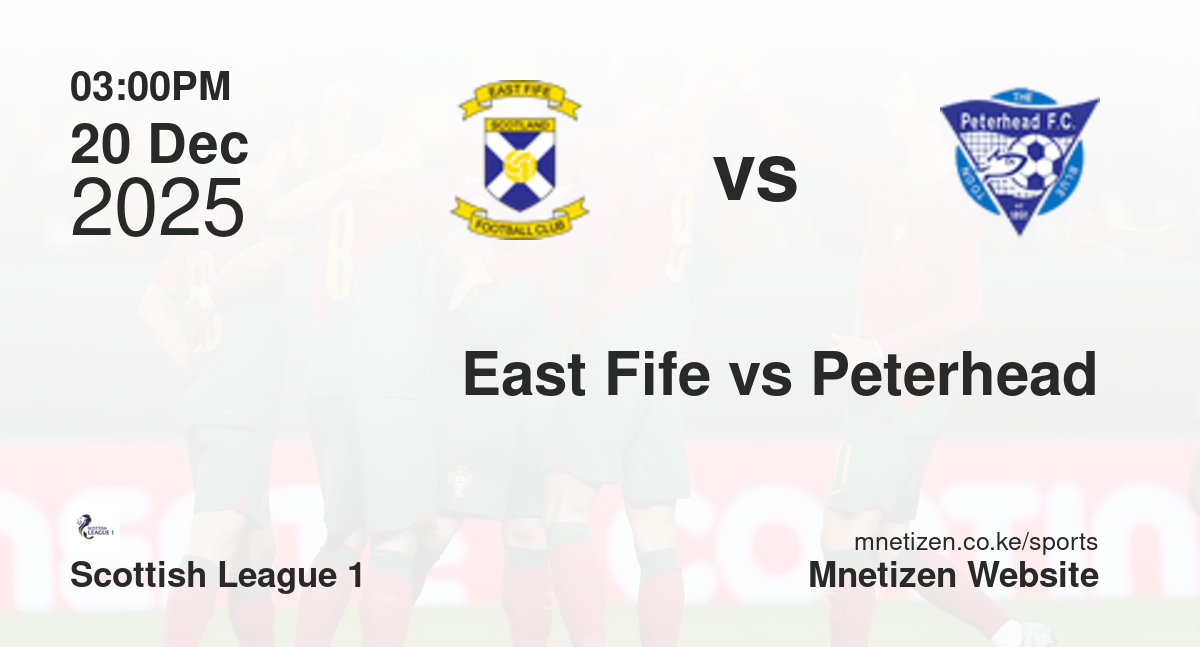 East Fife vs Peterhead | 20 Dec 2025 Match