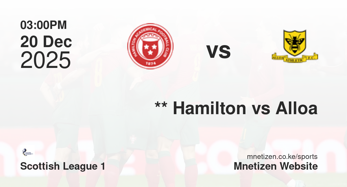 **                           Hamilton Academical vs Alloa Athletic | 20 Dec 2025 Match