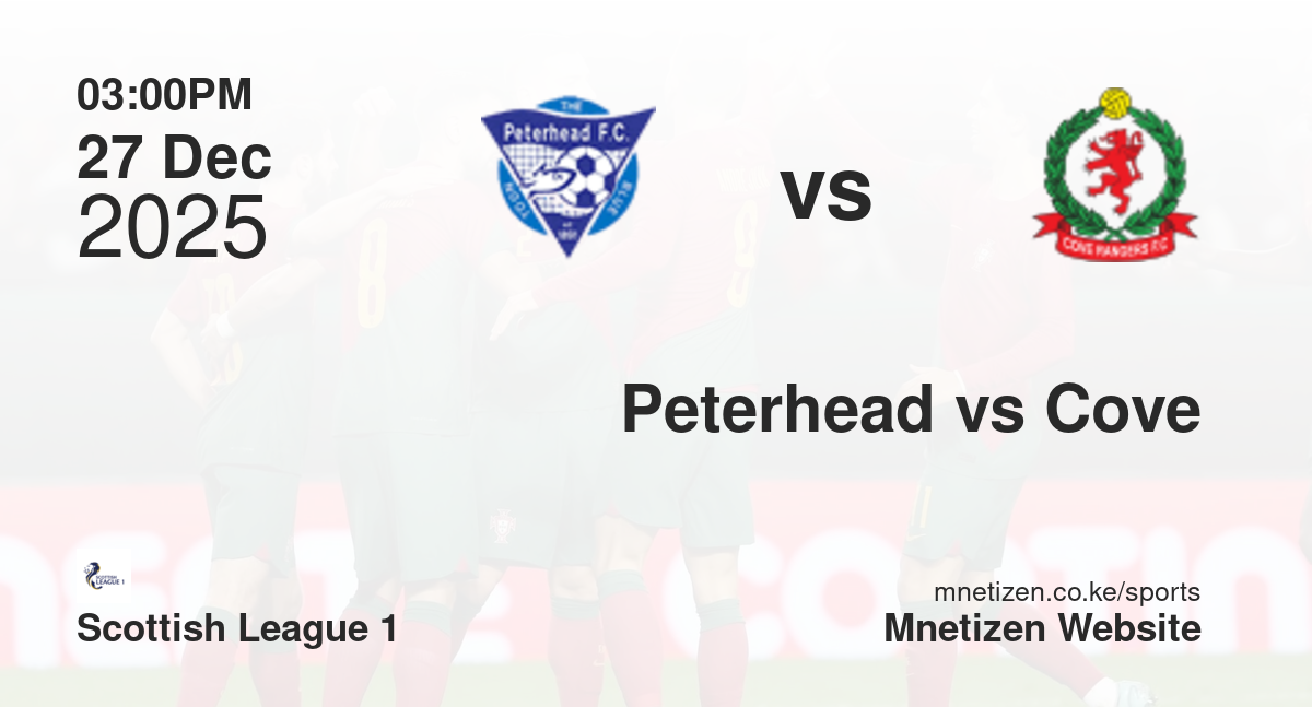 Peterhead vs Cove Rangers | 27 Dec 2025 Match