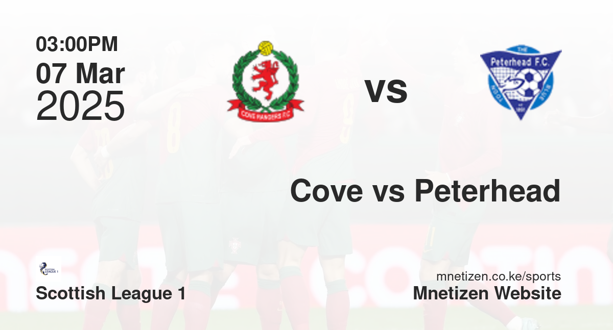 Cove Rangers vs Peterhead | 07 Mar 2025 Match