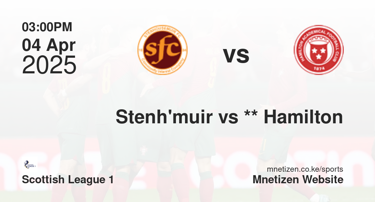 Stenhousemuir vs **                           Hamilton Academical | 04 Apr 2025 Match