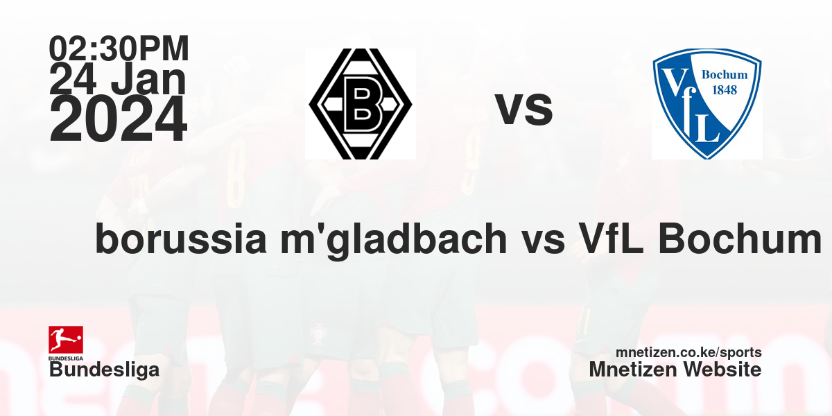 borussia m'gladbach vs VfL Bochum 1848 24/01/2024 14:30
