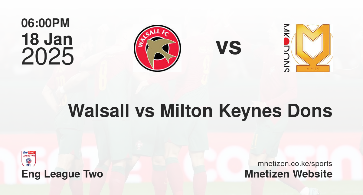 Walsall vs Milton Keynes Dons