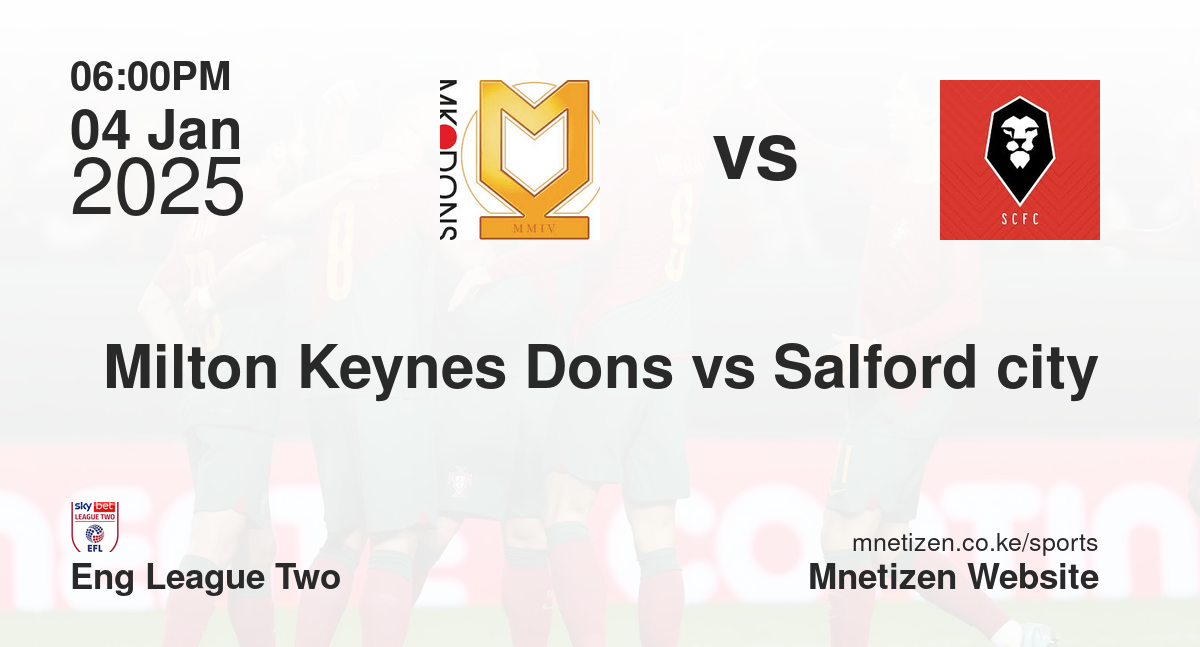 Milton Keynes Dons vs Salford city