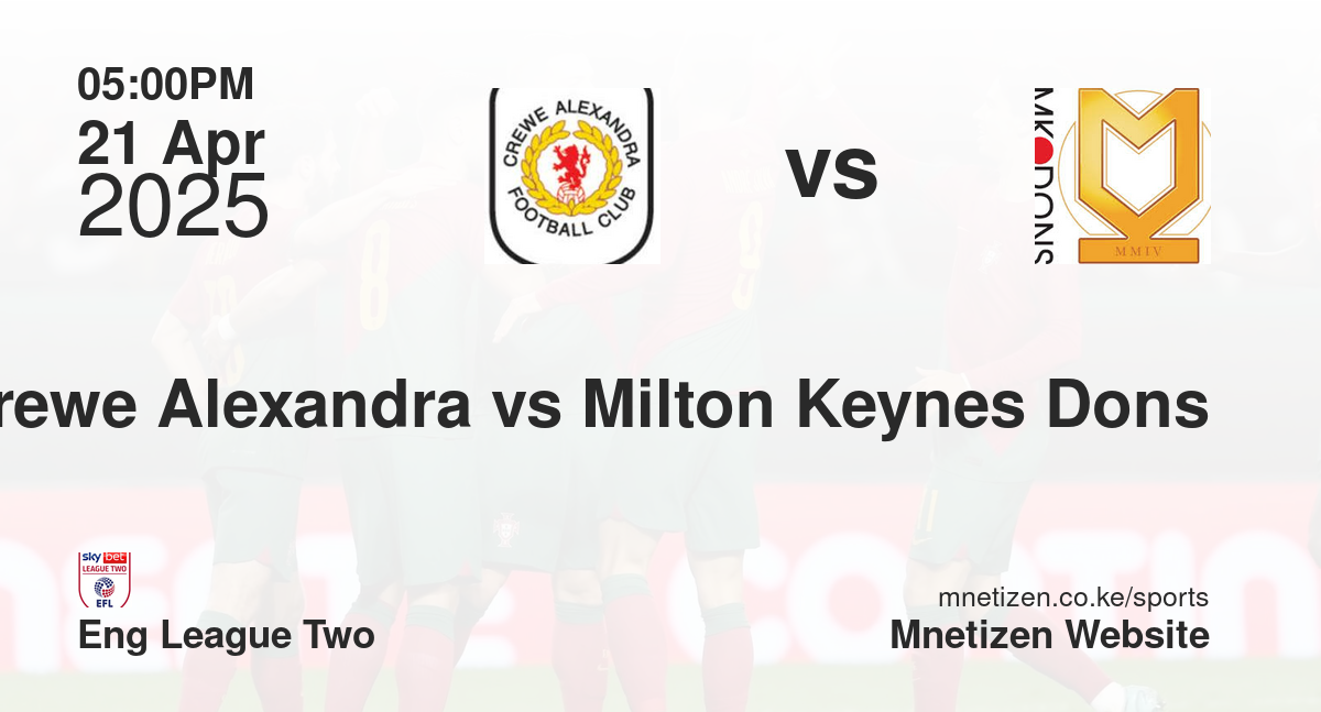 Crewe Alexandra vs Milton Keynes Dons