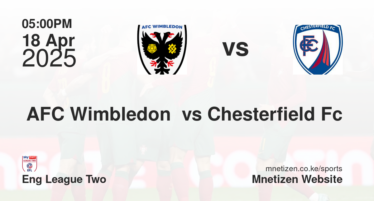 AFC Wimbledon  vs Chesterfield Fc