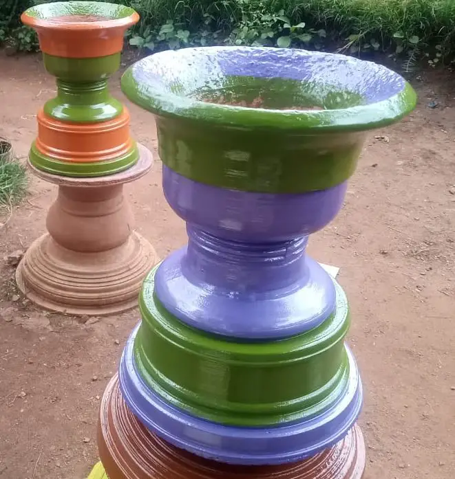 Creative Green and purple small size flower pot design