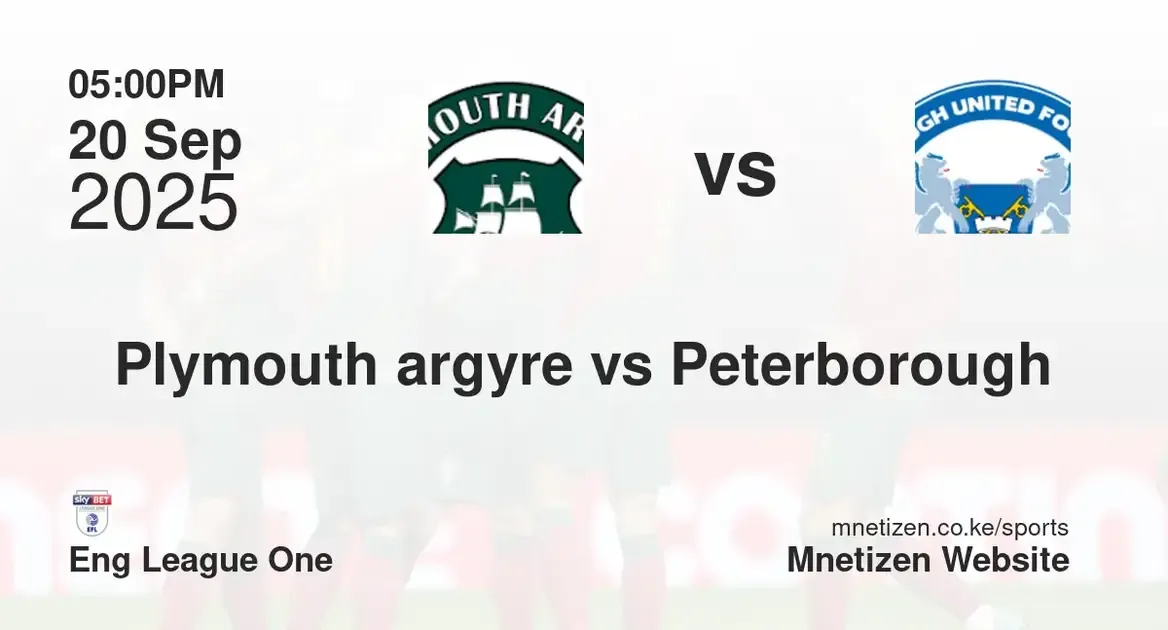 Plymouth argyre vs Peterborough United | Eng League One | 20 Sep 2025