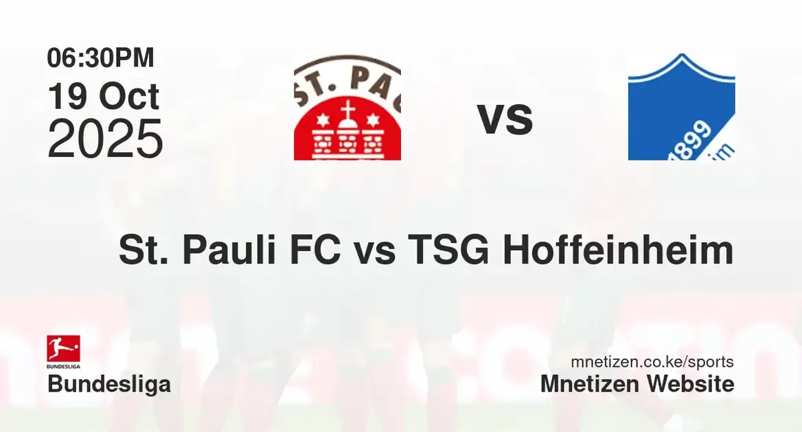 St. Pauli FC vs TSG Hoffeinheim | 19 Oct 2025