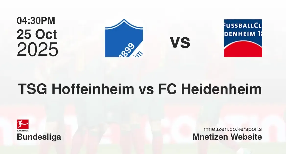 TSG Hoffeinheim vs FC Heidenheim | 25 Oct 2025