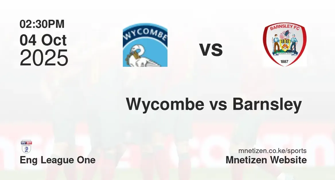 Wycombe wanderer vs Barnsley  | Eng League One | 04 Oct 2025