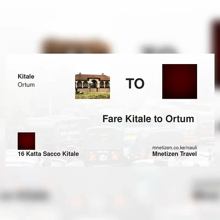 Kitale mpaka Ortum  - 16 KATTA SACCO - Affordable Travel Fare