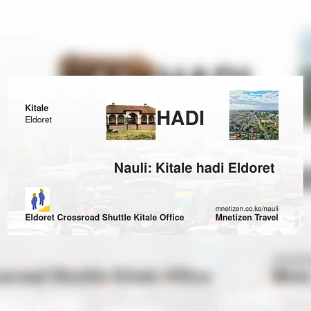 Kitale hadi Eldoret  - crossroad shuttle  office - Nauli Nafuu ya Usafiri