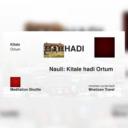 Kitale hadi Ortum  - Meditation shuttle - Nauli Nafuu ya Usafiri