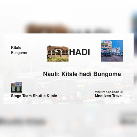 Kitale hadi Bungoma  - STAGE TEAM SHUTTLE - Nauli Nafuu ya Usafiri