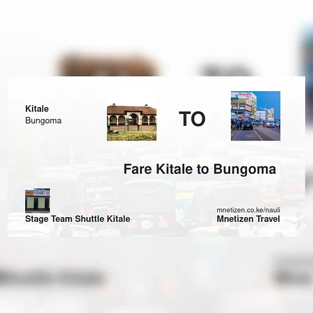 Kitale mpaka Bungoma  - STAGE TEAM SHUTTLE - Affordable Travel Fare