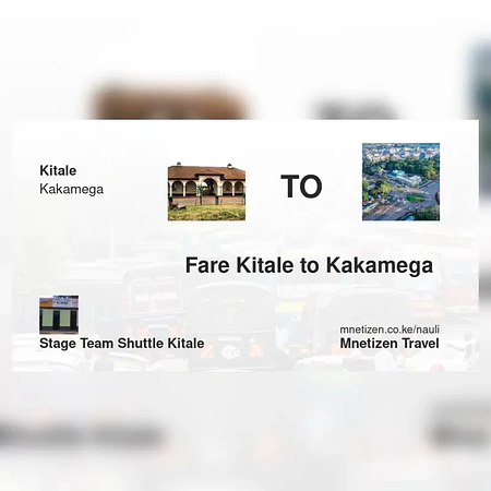 Kitale mpaka Kakamega  - STAGE TEAM SHUTTLE - Affordable Travel Fare