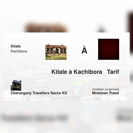 Kitale à Kachibora   - Cherangany Travellers SACCO ktl - Tarif de voyage abordable