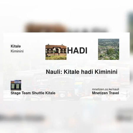 Kitale hadi Kiminini  - STAGE TEAM SHUTTLE - Nauli Nafuu ya Usafiri